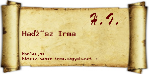 Haász Irma névjegykártya